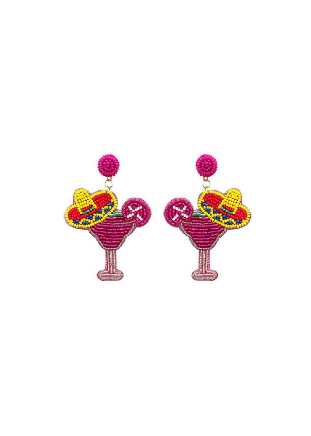 Pink Margarita with Sombrero Earrings