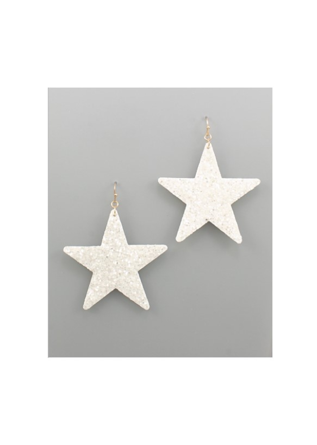 White Glitter Star Earrings