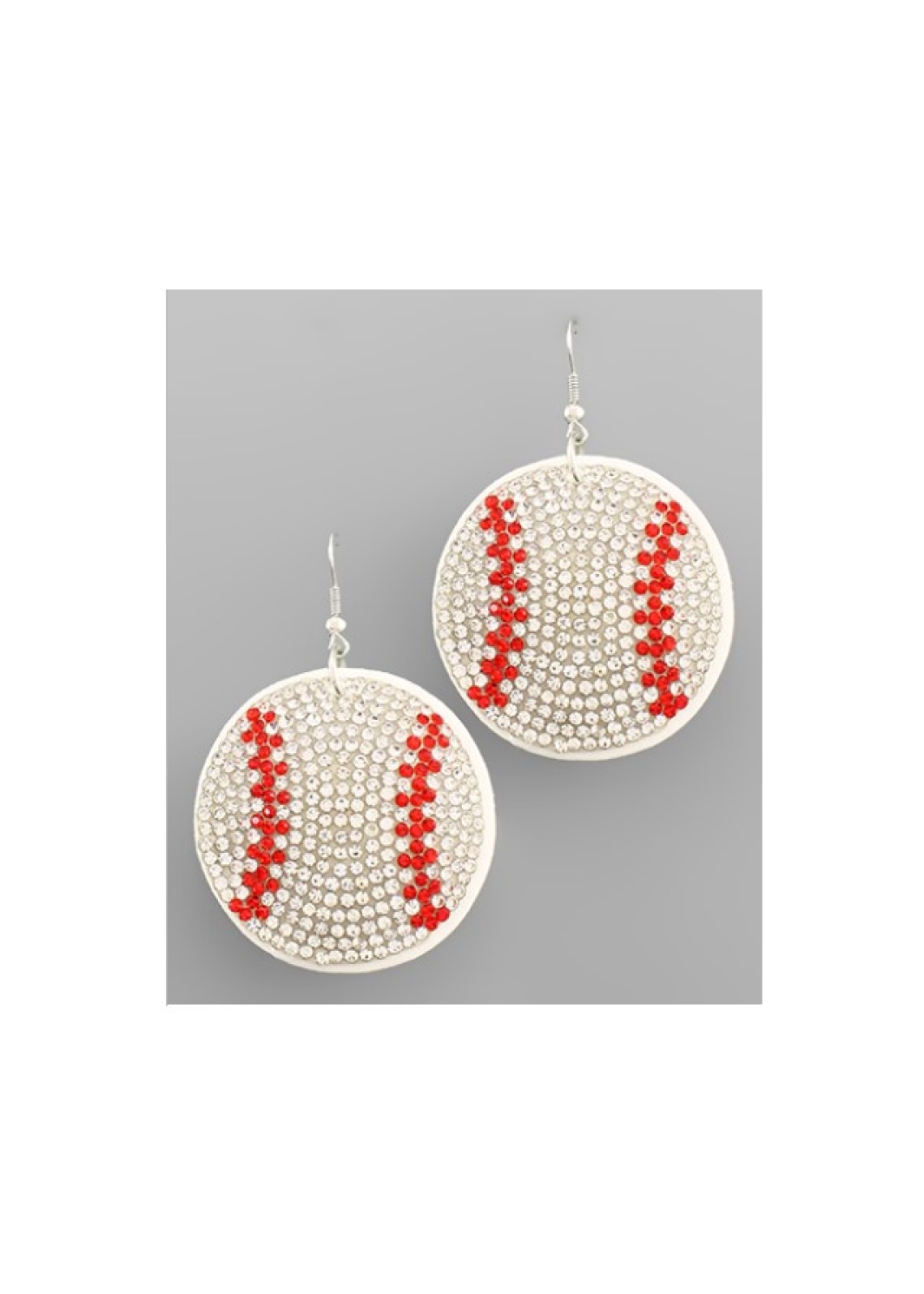 Rhinestone Baseball Earrings